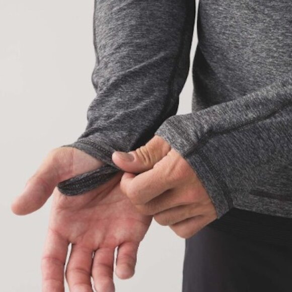 Lululemon Mens Large "Surge Warm 1/2 Zip" Running Top Heather Utilitarian/Black - Picture 7 of 15